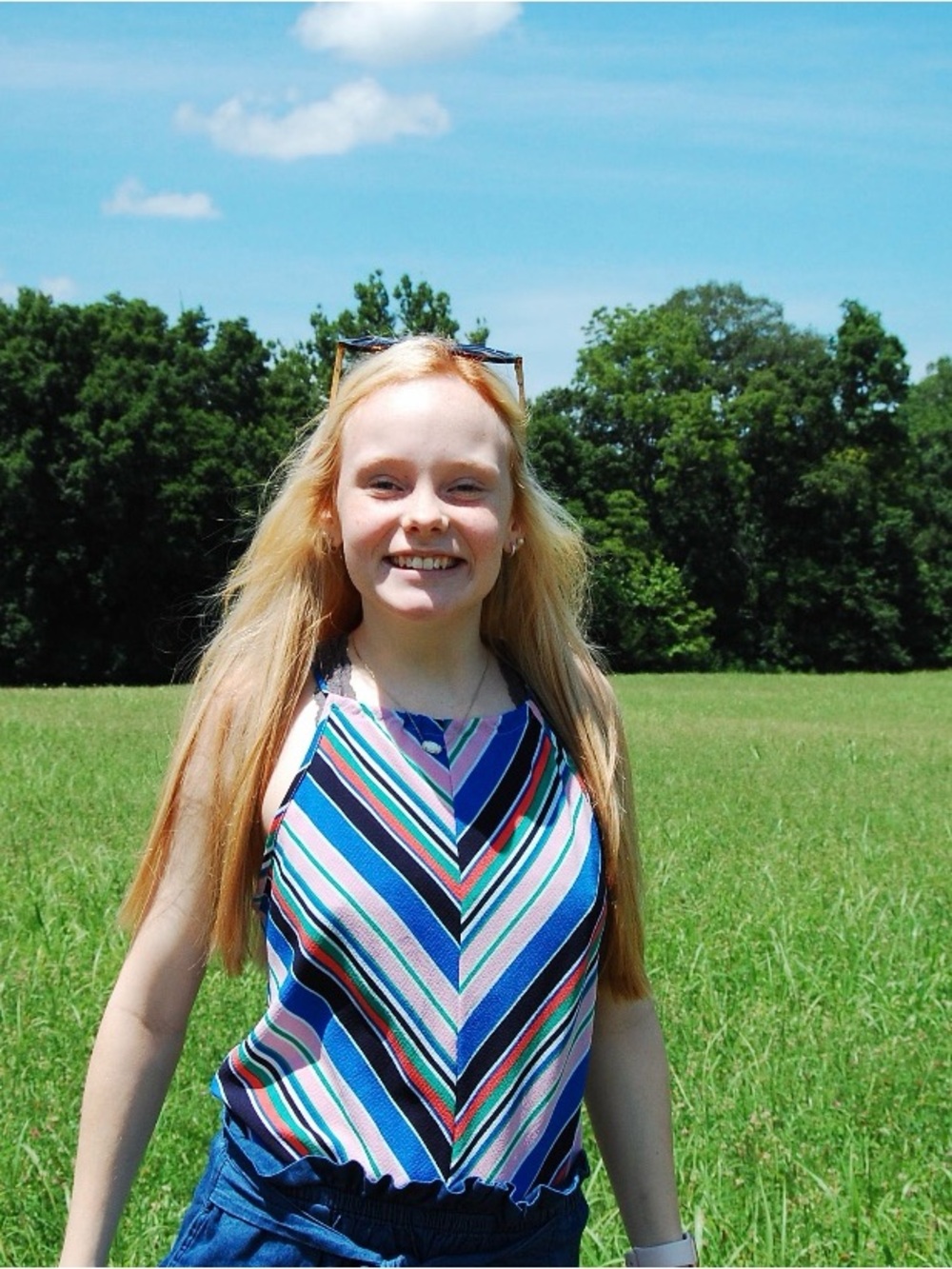 My Story Multicolor Striped Halter Top with Pink Accents